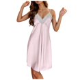 thumbnail image 1 of Hifoo Nightwear Nightgown For Women Sleepwear Satin Chemise Sleepwear Nightie Sleep Dress Solid Color Sleepwear Fashionable Casual Home Lapel Loungewear, 1 of 4