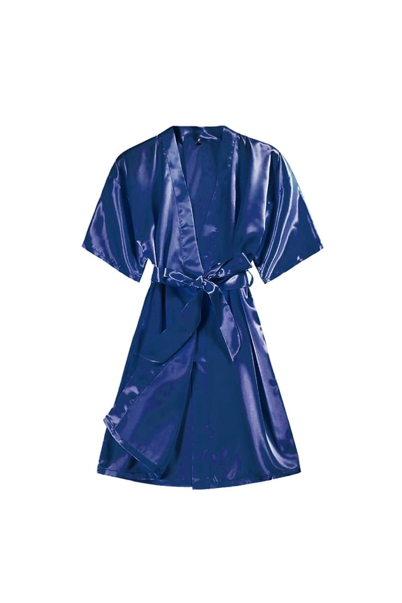 Nightwear Women's Satin Robe Soft Kimono Solid Color Sleepwear Bathrobe Comfortable Lightweight Open Front Tie Belt Casual Home Wear Breathable Lapel Loungewear