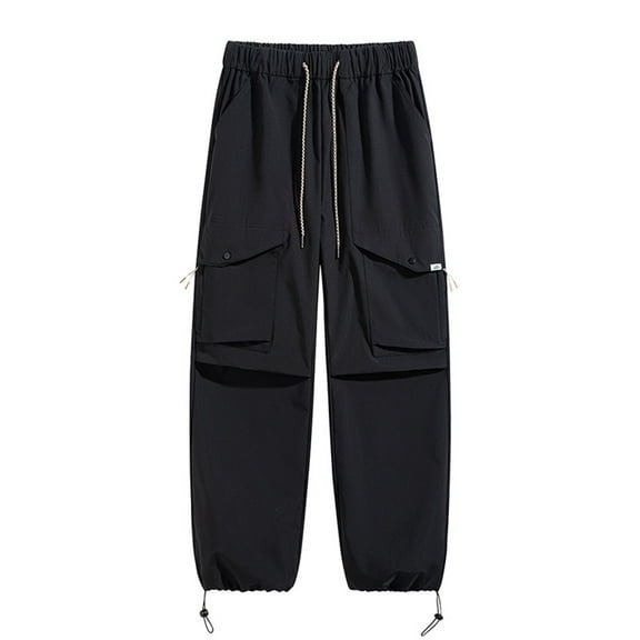 Hifoo Pants 2025 Men's Casual Straight Leg Workwear With Multiple Pockets Loose Plus Size Trousers Joggers Slacks Solid Color Streetwear Soft