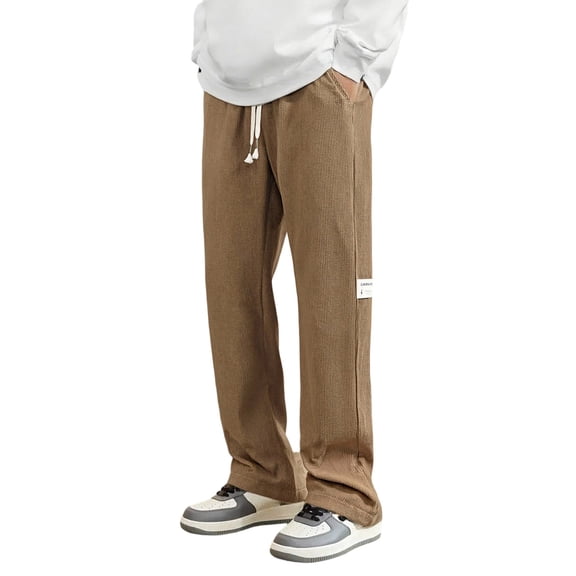 Hifoo Pants Men Casual Corduroy Straight Leg Trousers Fashionable Versatile Style Joggers Slacks Hiking Camping Solid Color Streetwear Trendy