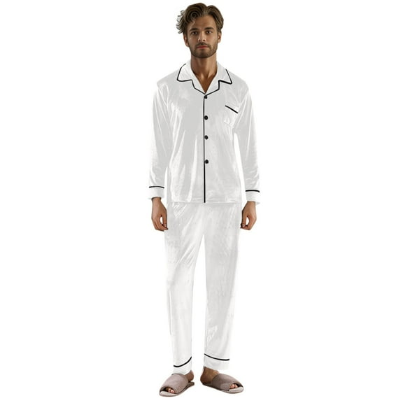 Hifoo Sleepwear Men Autumn Winter Solid Color Gold Velvet Pajamas Lapel Long Sleeve Tops Shirts Pants Warm Home Wear Trousers Sets Leisure Casual Loungewear