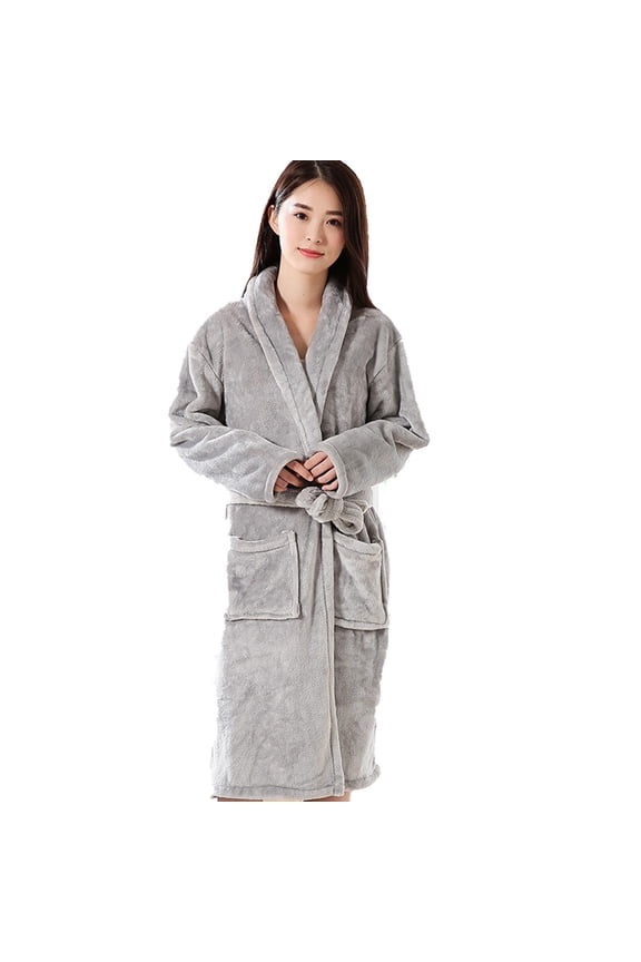 Solid Color Sleepwear Womens Robes Warm Plush Winter Robe Zip Up Long Bath Robes Female Boho Casual Home O-Neck Loungewear