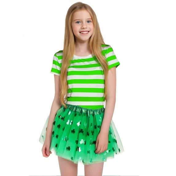 Hifoo St Patricks Day Tutu Skirt Girls Teen Tutu Green Skirts Cute Toddler Child Dailywear
