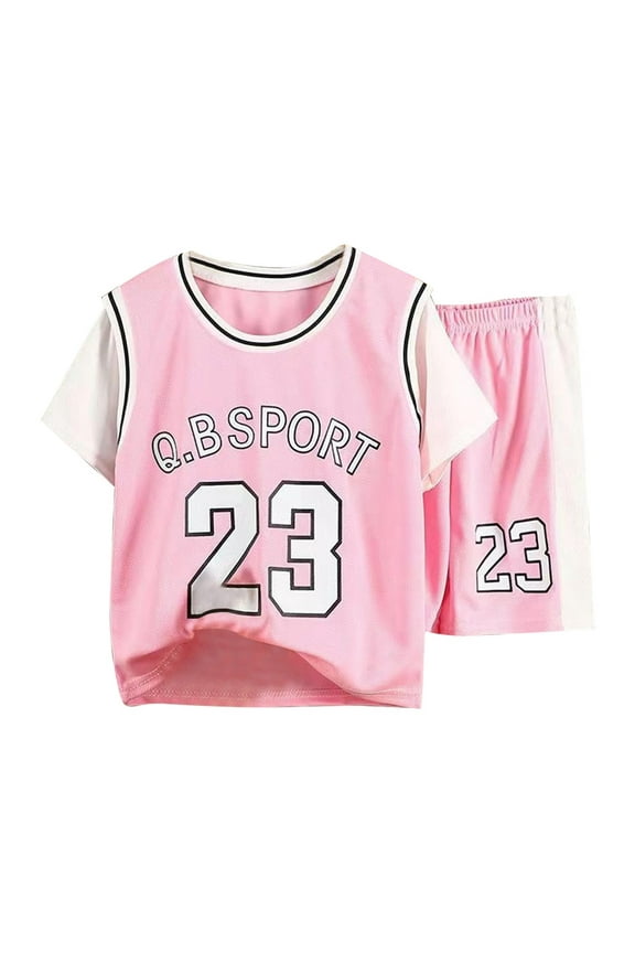 Summer Children Short Sleeved Sports Suit Fashion Boys Girls Basketball Training Clothes Quickly Dry Through Thin Cute Toddler Dailywear