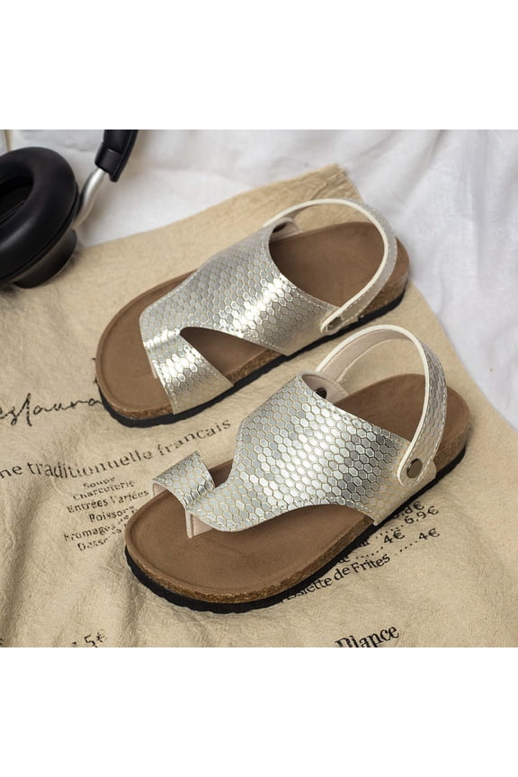 Summer Girls Large Sized Retro Style Sequined Flip Flops With Soft Soles For Both Casual Wear Beach Lightweight And With Separate Toes Cute Kids Footwear Shoes