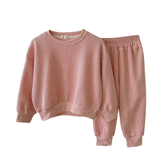 Hifoo Toddler Fall Outfits Girl Boy O-Neck Long Sleeve Tops And Long Sweatpants 2PCS O-Neck Graphic Sweatshirt Sweatpants Sets Classic Child Solid Color Clothes Sets