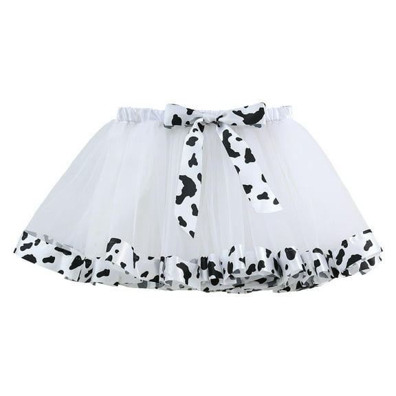 Hifoo Toddler Girls Birthday Party Tutu Skirt Performance Skirt Bowkot Cute Fashion Cow Stripe Printing Skirt Relaxed Fit Child Dailywear