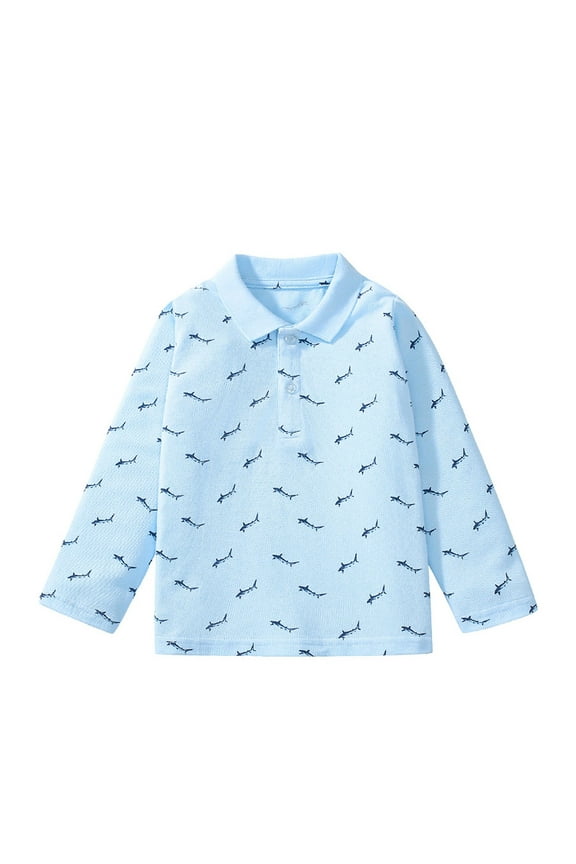 Toddler Kids Boys Autumn Winter Cartoon Shark Long Sleeve Crew Neck T Shirt Tops Children Clothing Back To School Birthday Blouses