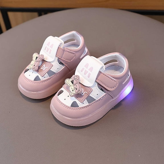 Hifoo Toddler Walking Sandals Open Toe Patchwork Summer Soft Sole Shoes Girls Boys Light Up Sandals Holiday Kids Footwear