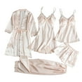 thumbnail image 1 of Hifoo Women 5 Piece Sets Home Wear Robe Nightgown Nightdress Tops Shorts Pants Versatile Solid Color Sleepwear, 1 of 3
