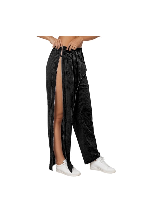 Women Adaptive Casual Pants With Side Pockets Easy On Off Closure Pull On Trousers Limited Mobility Post Recovery Solid Color Daily Slacks Classic