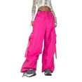 thumbnail image 1 of Hifoo Women Cargo Pants Loose Low Waist Trousers Wide Leg Baggy With Pockets Streetwear Punk Breathable Solid Color Slacks, 1 of 9