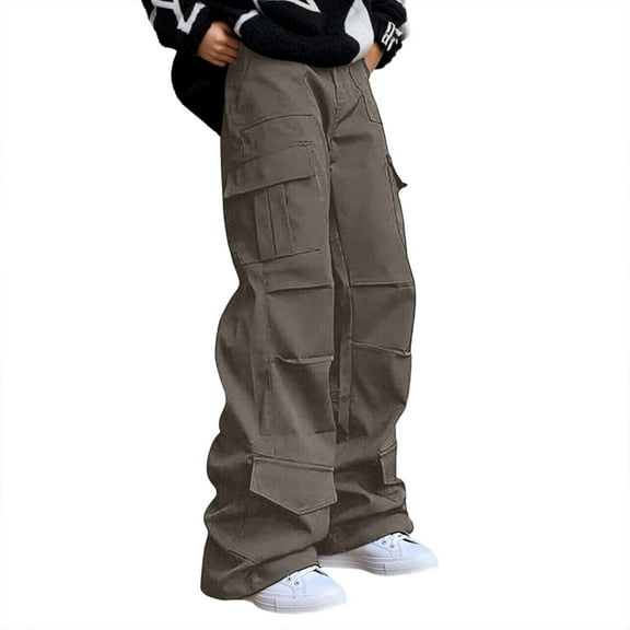 Hifoo Women Casual Cargo Pants Straight Leg Loose Fit Comfortable Everyday Wear With Large Pockets Versatile Solid Color Trousers Autumn Season Fashion Outerwear Joggers Daily Slacks Comfort