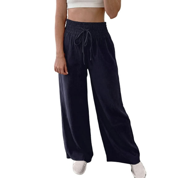 Hifoo Women Casual Straight Leg Trousers Loose Fit Comfortable Daily Wear Versatile Basic Pant Breathable Solid Color Slacks