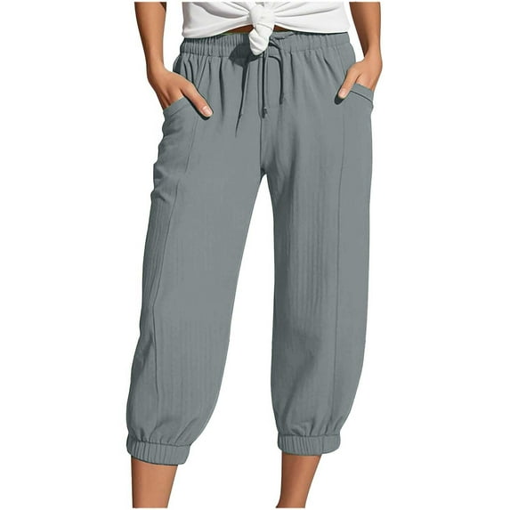 Hifoo Women Fashion Straight Leg Casual Pants High Waist Sports Loose Pants Work Business Trousers Solid Color Joggers Daily Slacks Boho