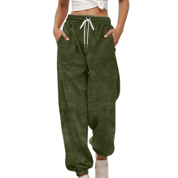 Hifoo Women High Waist Casual Joggers Elastic Comfortable Pants Trousers With Pockets For Everyday Wear And Outdoor Activities Cozy Solid Color Slacks