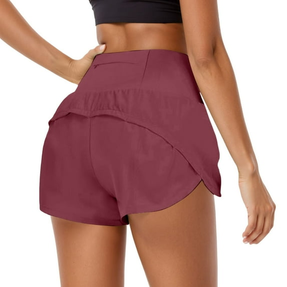 Hifoo Women High Waist Yoga Shorts With Zipper Pockets Running Athletic Sports Shorts Workout Bottoms For Women Comfortable Stretchy Gym Shorts Solid Color Athleisure Wear