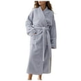 thumbnail image 1 of Hifoo Women Ladies Autumn Winter Velvet Padded Robe Lengthened Bathrobe Fashionable Solid Color Sleepwear, 1 of 4