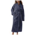 thumbnail image 1 of Hifoo Women Ladies Autumn Winter Velvet Padded Robe Lengthened Bathrobe Relaxed Fit Solid Color Sleepwear, 1 of 4