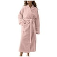 thumbnail image 1 of Hifoo Women Ladies Autumn Winter Velvet Padded Robe Lengthened Bathrobe Relaxed Fit Solid Color Sleepwear, 1 of 4