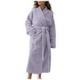thumbnail image 1 of Hifoo Women Ladies Autumn Winter Velvet Padded Robe Lengthened Bathrobe Soft Solid Color Sleepwear, 1 of 4