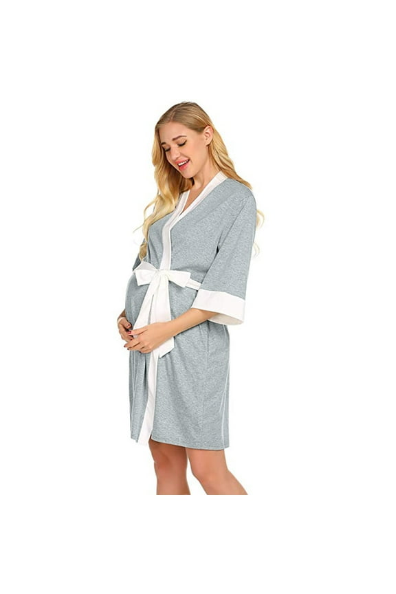 Women Maternity Gown Dress Postpartum Home Dress Nursing Dress Feeding Pajamas Versatile Solid Color Sleepwear