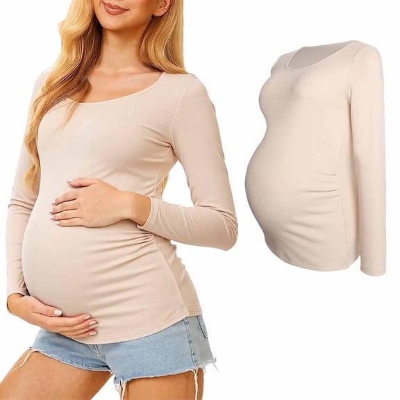 Hifoo Women Maternity Nursing Pregnant Autumn Winter Tops Base Layer Elastic Style Semi High Neck Warm Long Sleeved T Shirt Inside Fashionable Blouses