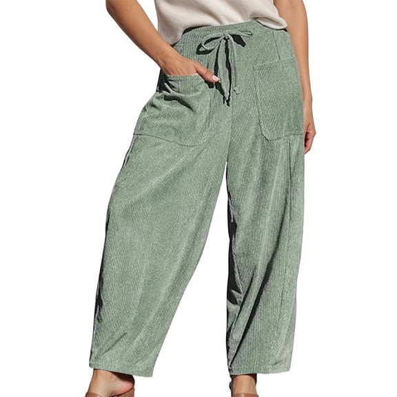 Hifoo Women Pants Long Leg Corduroy Casual Work Business Trousers With Pockets Everyday Wear Solid Color Joggers Daily Slacks Cozy