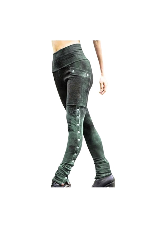 Women Slim And Fit Rivets Side Patchwork High Waist Stretchy Pencil Pants Trousers Versatile Solid Color Slacks