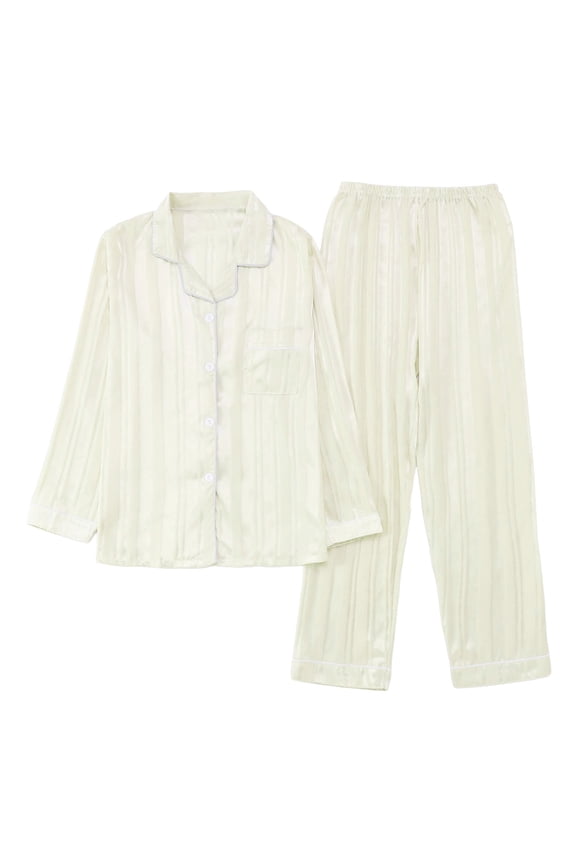 Women Thin Long Sleeve Suit Tops Pants Autumn Ice Silk Ink Painting Leisure Home Clothing Boho Solid Color Sleepwear