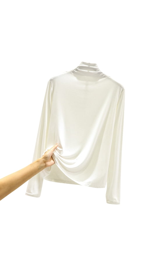 Women Undershirts Base Layer Stretch Thermal Ladies Casual High Neck Solid Color Tight Warm Close Fitting Long Sleeved Base Layer Shirts Breathable Tops