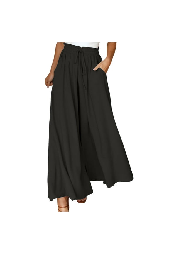 Women Wide Leg Pants High Waisted Yoga Pants Hippie Pants Boho Beach Plus Size Palazzo Pants Trousers Cozy Solid Color Slacks