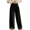 thumbnail image 1 of Hifoo Women Winter Fuzzy Pants Elastic Waist Straight Leg Long Pants Casual Sweatpants Trousers Solid Color Joggers Daily Slacks Cozy, 1 of 7
