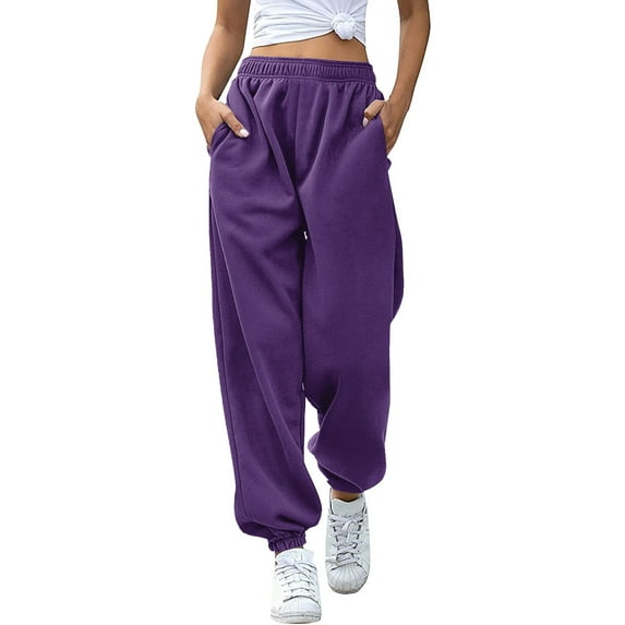 Hifoo Women's Bottom Sweatpants Joggers Pants Workout High Waisted Yoga Pants With Pockets Trousers Fashionable Solid Color Slacks