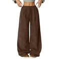 thumbnail image 1 of Hifoo Women's Casual Pants High Waist Loose Fit Comfortable Trousers Fall Winter Fashion Elastic Waistband Flowy Wide Leg Pants Solid Color Joggers Daily Slacks Fashionable, 1 of 7