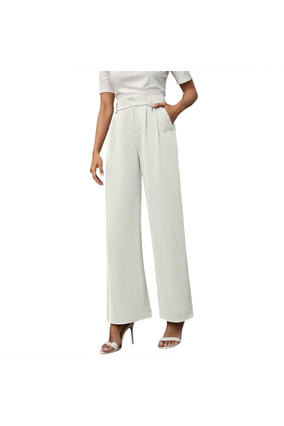 Women's Casual Pants High Waist Wide Leg Trousers Loose Straight Pants Elegant Comfortable Long Dress Pants Spring Summer Joggers Daily Wear Solid Color Slacks Versatile