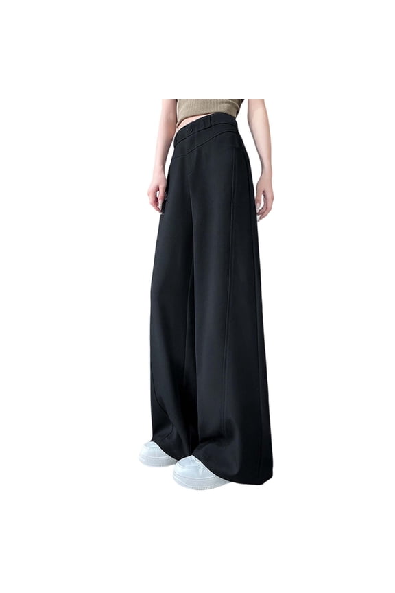 Women's Casual Pants High Waisted Straight Leg Wide Trousers Flowy Dress Pants Joggers Daily Wear Comfortable Stretchy Summer Fall Solid Color Slacks Versatile