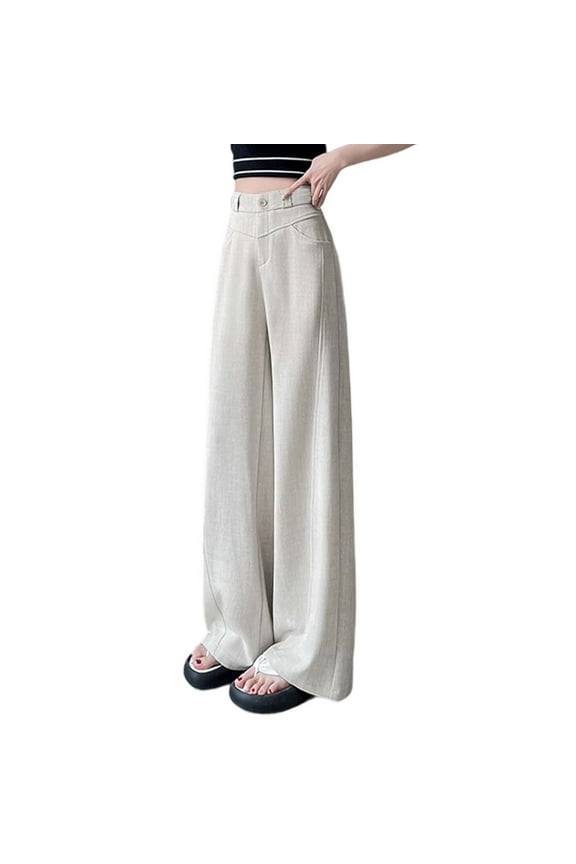 Women's Casual Pants High Waisted Straight Leg Wide Trousers Flowy Dress Pants Joggers Daily Wear Comfortable Stretchy Summer Fall Solid Color Slacks Fashionable