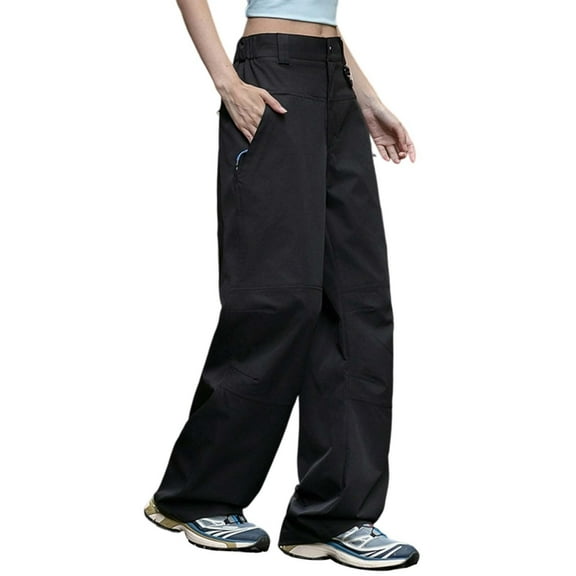 Hifoo Women's Casual Pants Straight Loose Wide Leg Comfortable Everyday Wear Summer Fall Trousers Solid Color Joggers Daily Slacks Breathable