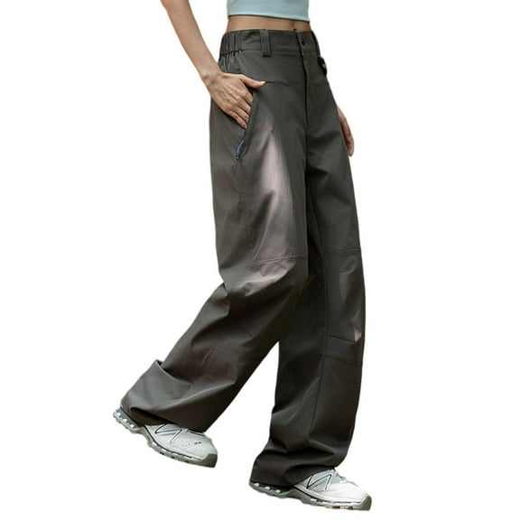 Hifoo Women's Casual Pants Straight Loose Wide Leg Comfortable Everyday Wear Summer Fall Trousers Solid Color Joggers Daily Slacks Trendy