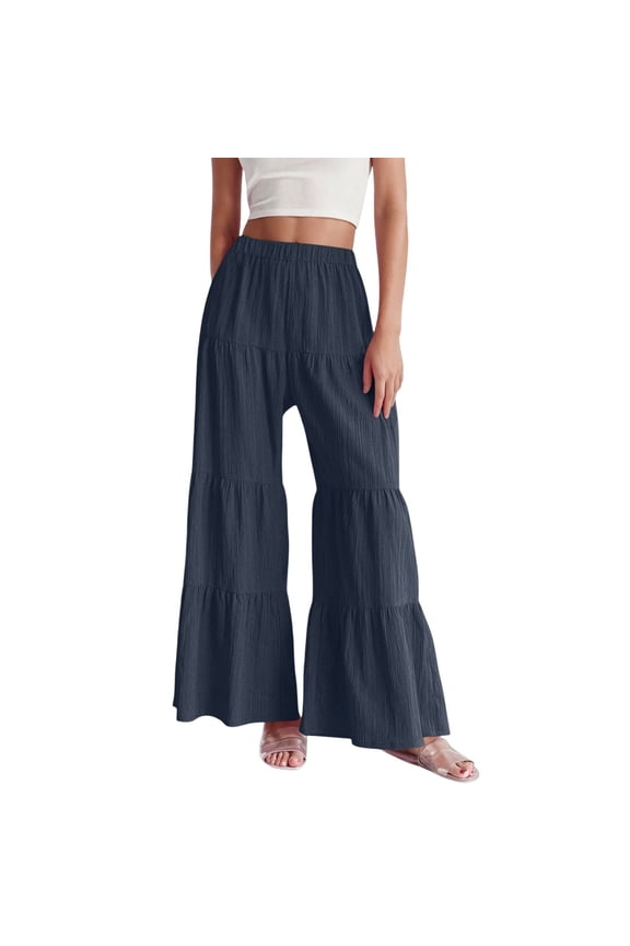 Women's Casual Pants Wide Leg Comfy Trousers Everyday Wear Relaxed Fit With Elastic Waist Comfort Versatility Solid Color Joggers Daily Slacks Boho
