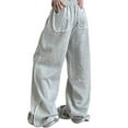 thumbnail image 1 of Hifoo Women's High Waist Straight Leg Casual Pants Lace Trim Comfortable Wide Leg Sweatpants Yoga Workout Running Trousers Solid Color Joggers Daily Slacks Cozy, 1 of 9