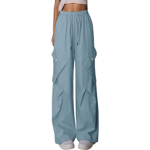 Hifoo Women's High Waisted Casual Pants Loose Fit Straight Leg Comfortable Trousers Joggers Daily Wear Trousers Summer Autumn Solid Color Slacks Soft