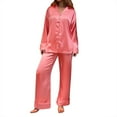 thumbnail image 1 of Hifoo Women's Sleepwear Silk Satin Printed Home Service Suit Home Service Suit Cozy Casual Lapel Loungewear, 1 of 9