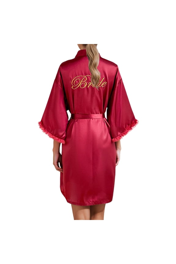 Women's Sleepwear Wedding Party Team Bride Robe Letters Kimono Satin Pyjamas Bridesmaid Bathrobe Fashionable Casual Home Lapel Loungewear