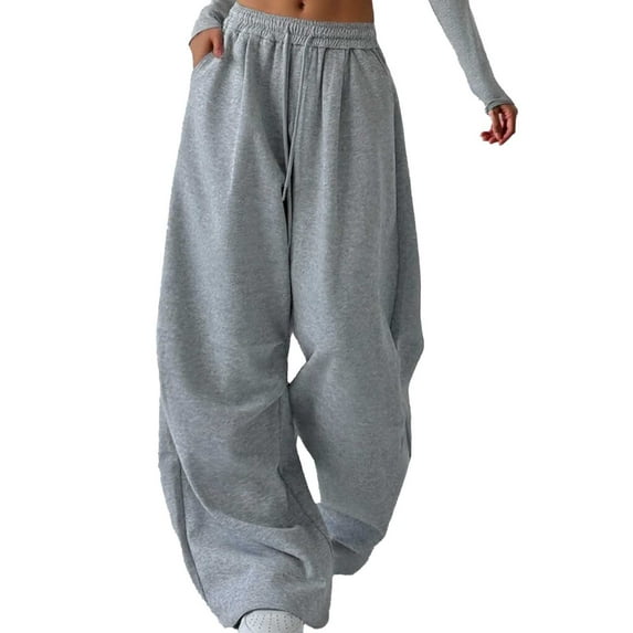 Hifoo Women's Solid Color Sport Pants High Waist Straigh Leg Loose Casual Sweatpants Workwear Wide Leg Pants Trousers Joggers Daily Slacks Stylish