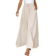 thumbnail image 1 of Hifoo Women's Wide Leg Pants Flowy Drape Ruffle Drawstring Waist Pants Trousers Birthday Solid Color Slacks, 1 of 7