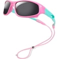 thumbnail image 1 of Hifot Kids Polarized Sunglasses for Boys Girls Childrens UV 400 Protection Rubble Flexible Outdoor Beach Eyewear Sport Sunglasses, Pink, 1 of 7