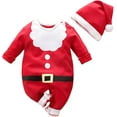 thumbnail image 1 of Hifot My First Christmas Baby Girl Boy Romper Christmas Outfits Newborn Long Sleeve Jumpsuit + Hat Infant Clothes Set, 6-9 Month, Red, 1 of 7