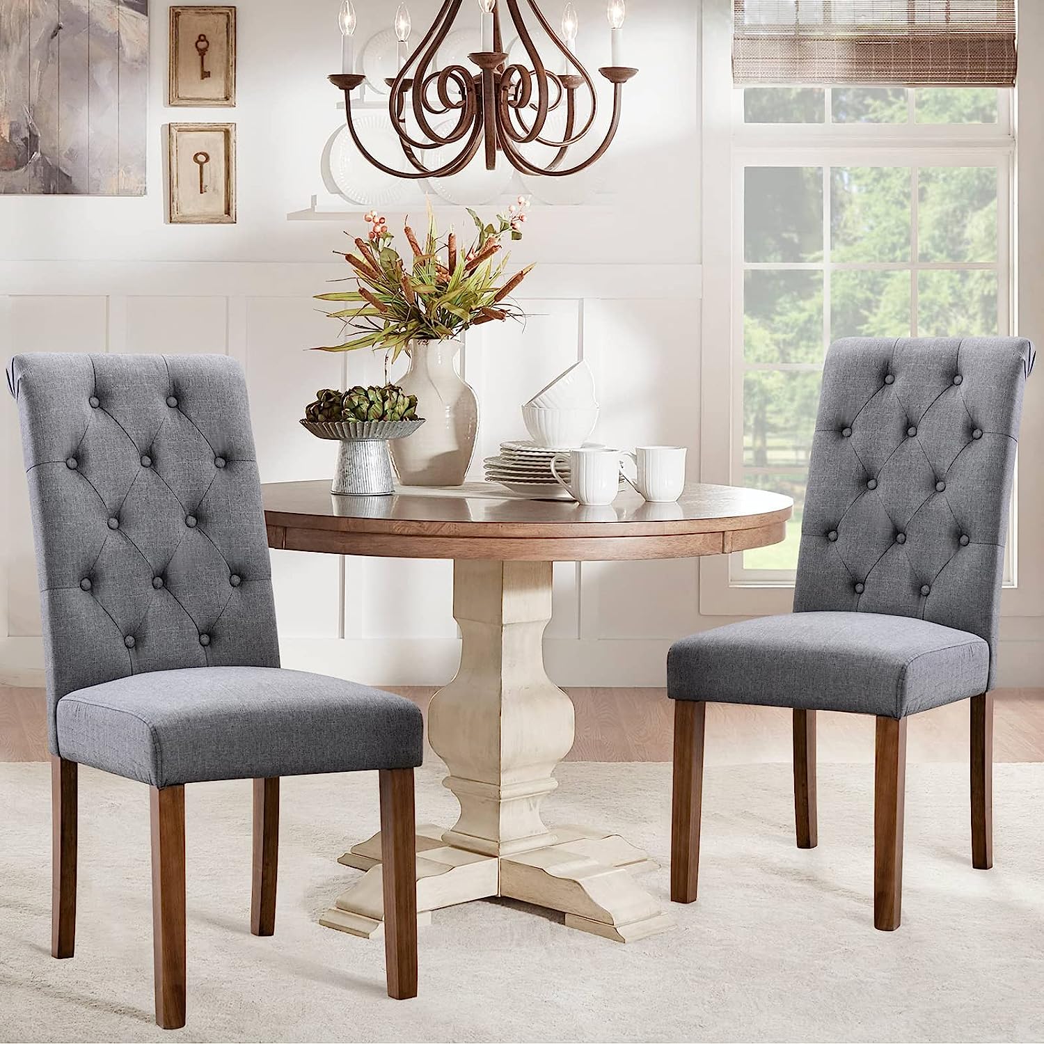 Hifurni Tufted Dining Chairs Set of 2 Elegant Upholstered Parsons